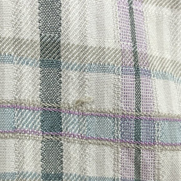 Tommy Bahama Men's Medium 100% Silk Short Sleeve Collared Shirt Plaid Cream - Picture 10 of 16